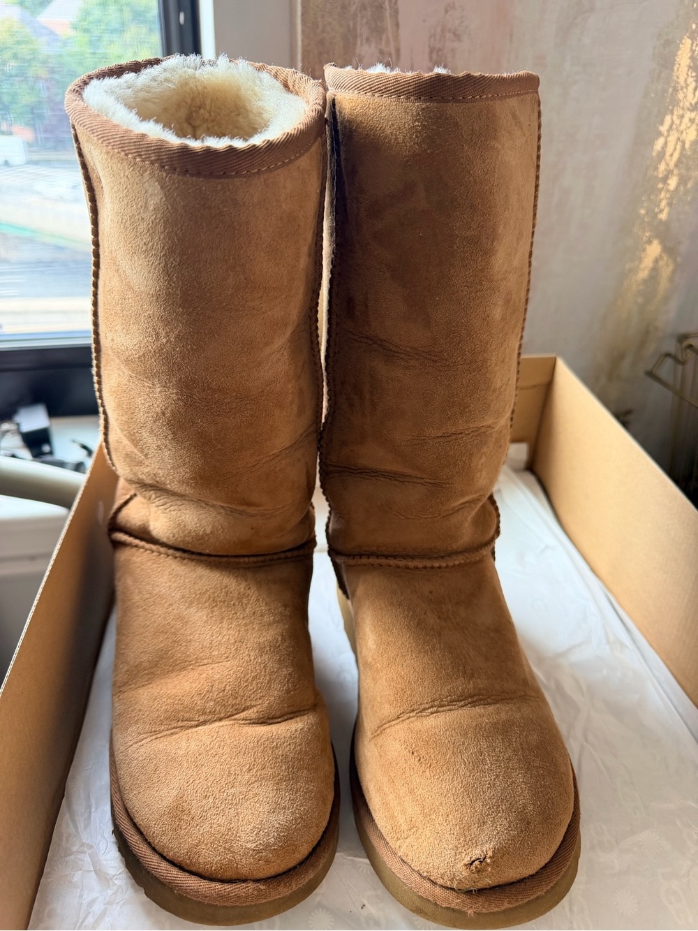 UGG Classic Tall Shearling Boots in Chestnut Suede